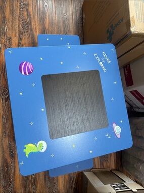 Blue Kids Space Activity Table - "Never Stop Exploring"